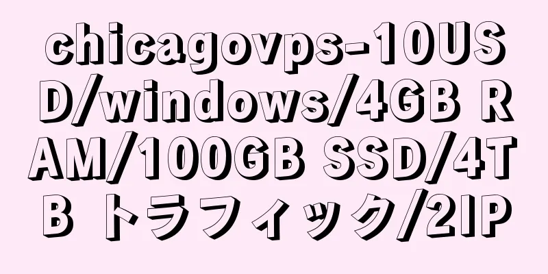 chicagovps-10USD/windows/4GB RAM/100GB SSD/4TB トラフィック/2IP