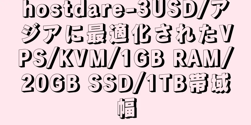 hostdare-3USD/アジアに最適化されたVPS/KVM/1GB RAM/20GB SSD/1TB帯域幅
