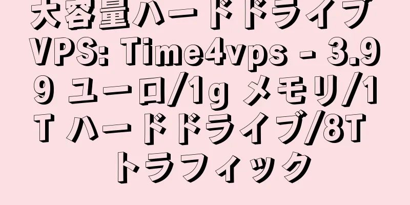 大容量ハードドライブ VPS: Time4vps - 3.99 ユーロ/1g メモリ/1T ハードドライブ/8T トラフィック