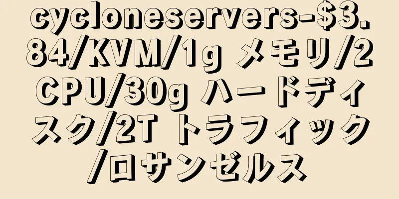 cycloneservers-$3.84/KVM/1g メモリ/2CPU/30g ハードディスク/2T トラフィック/ロサンゼルス