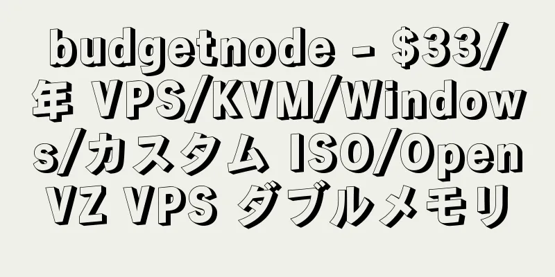 budgetnode - $33/年 VPS/KVM/Windows/カスタム ISO/OpenVZ VPS ダブルメモリ