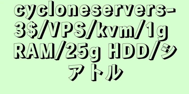 cycloneservers-3$/VPS/kvm/1g RAM/25g HDD/シアトル
