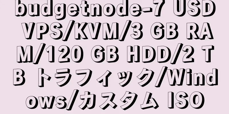 budgetnode-7 USD VPS/KVM/3 GB RAM/120 GB HDD/2 TB トラフィック/Windows/カスタム ISO