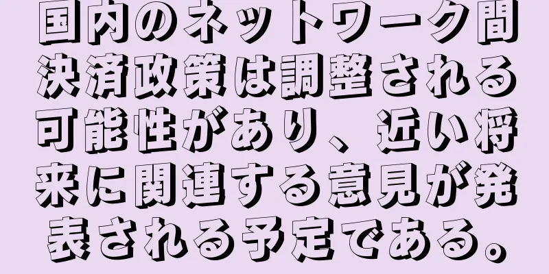 国内のネットワーク間決済政策は調整される可能性があり、近い将来に関連する意見が発表される予定である。