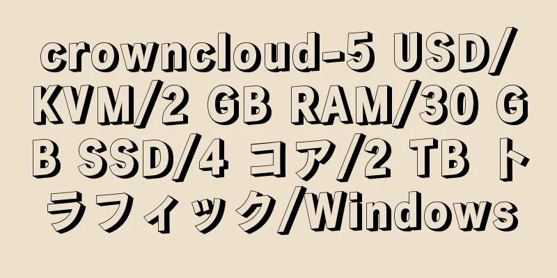 crowncloud-5 USD/KVM/2 GB RAM/30 GB SSD/4 コア/2 TB トラフィック/Windows