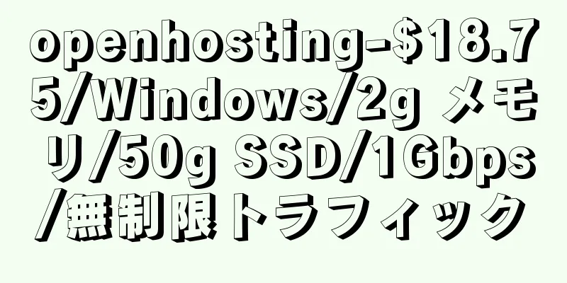 openhosting-$18.75/Windows/2g メモリ/50g SSD/1Gbps/無制限トラフィック