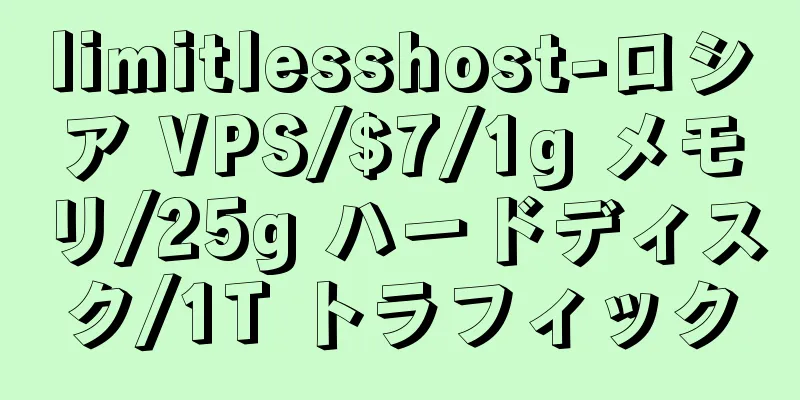limitlesshost-ロシア VPS/$7/1g メモリ/25g ハードディスク/1T トラフィック