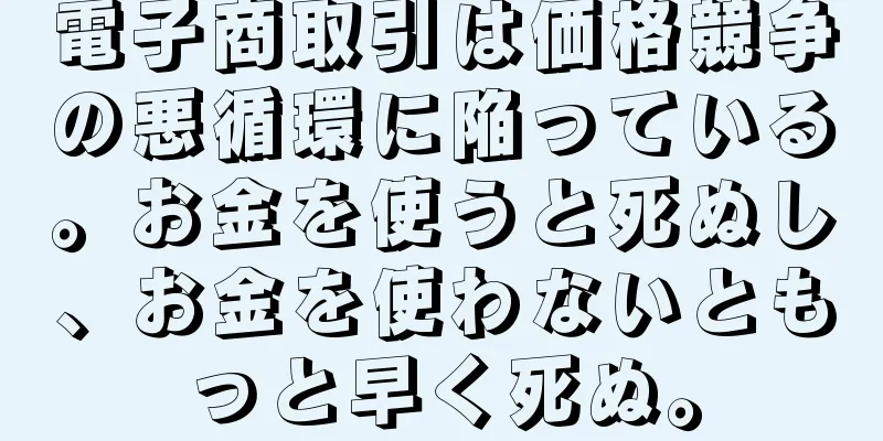 電子商取引は価格競争の悪循環に陥っている。お金を使うと死ぬし、お金を使わないともっと早く死ぬ。