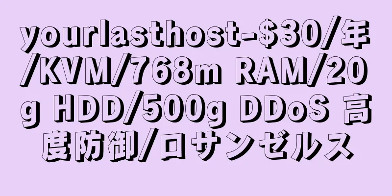 yourlasthost-$30/年/KVM/768m RAM/20g HDD/500g DDoS 高度防御/ロサンゼルス