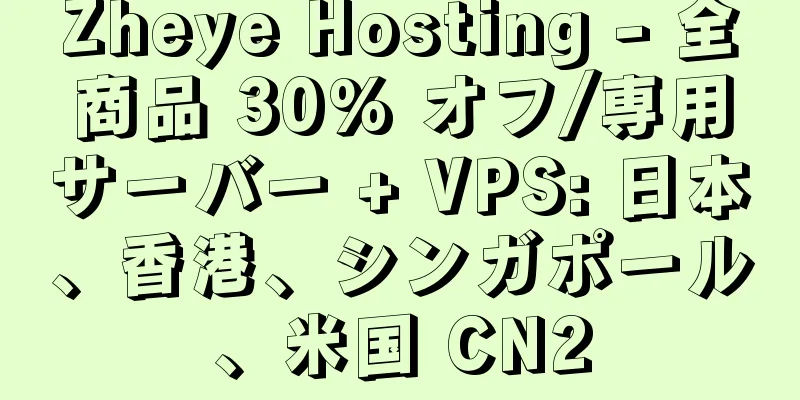 Zheye Hosting - 全商品 30% オフ/専用サーバー + VPS: 日本、香港、シンガポール、米国 CN2