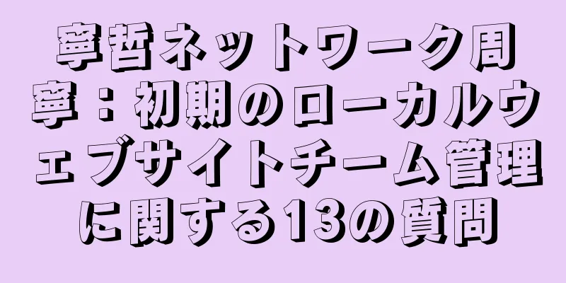 寧哲ネットワーク周寧：初期のローカルウェブサイトチーム管理に関する13の質問
