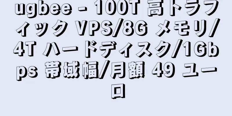 ugbee - 100T 高トラフィック VPS/8G メモリ/4T ハードディスク/1Gbps 帯域幅/月額 49 ユーロ