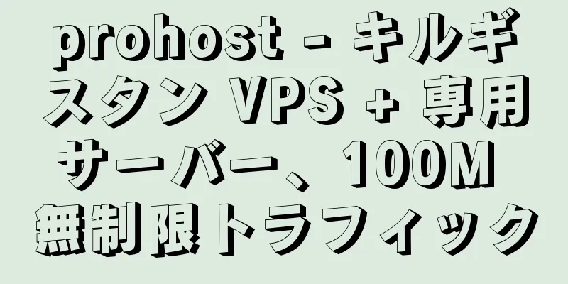 prohost - キルギスタン VPS + 専用サーバー、100M 無制限トラフィック