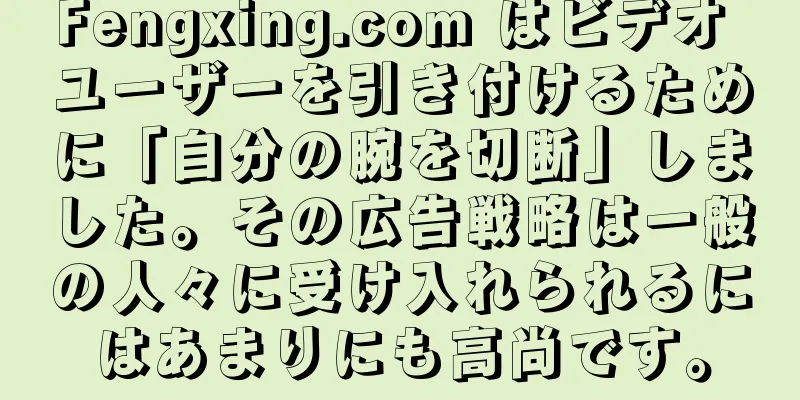 Fengxing.com はビデオ ユーザーを引き付けるために「自分の腕を切断」しました。その広告戦略は一般の人々に受け入れられるにはあまりにも高尚です。