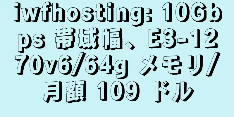 iwfhosting: 10Gbps 帯域幅、E3-1270v6/64g メモリ/月額 109 ドル