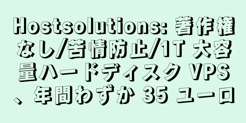 Hostsolutions: 著作権なし/苦情防止/1T 大容量ハードディスク VPS、年間わずか 35 ユーロ