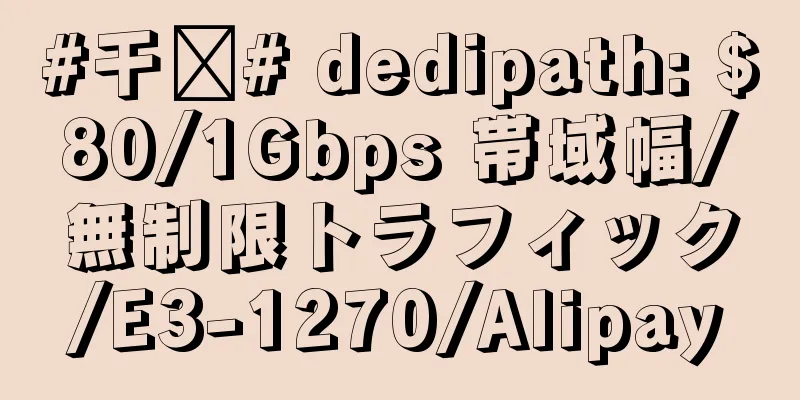 #干货# dedipath: $80/1Gbps 帯域幅/無制限トラフィック/E3-1270/Alipay
