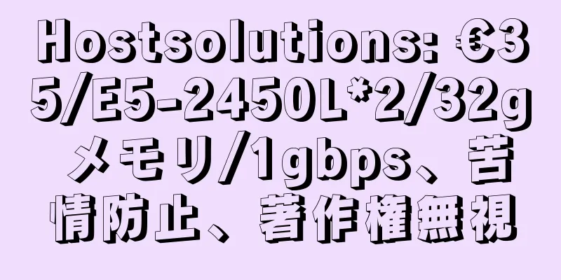 Hostsolutions: €35/E5-2450L*2/32g メモリ/1gbps、苦情防止、著作権無視