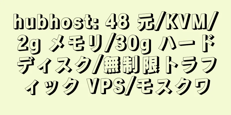 hubhost: 48 元/KVM/2g メモリ/30g ハードディスク/無制限トラフィック VPS/モスクワ