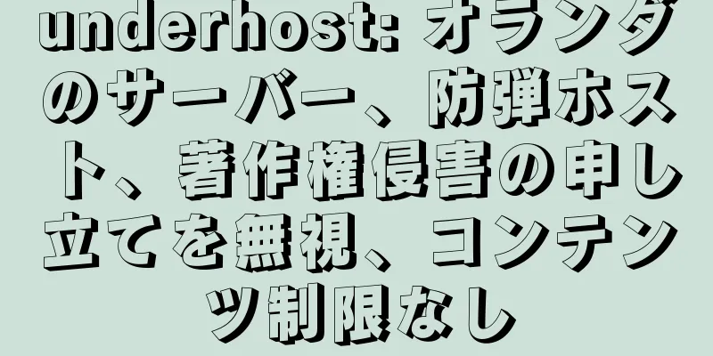 underhost: オランダのサーバー、防弾ホスト、著作権侵害の申し立てを無視、コンテンツ制限なし