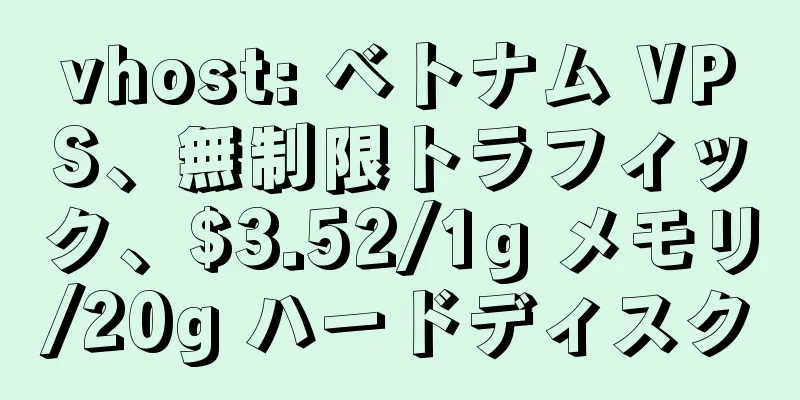 vhost: ベトナム VPS、無制限トラフィック、$3.52/1g メモリ/20g ハードディスク