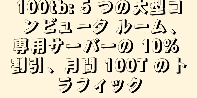 100tb: 5 つの大型コンピュータ ルーム、専用サーバーの 10% 割引、月間 100T のトラフィック