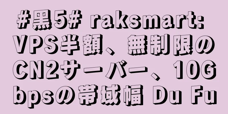 #黑5# raksmart: VPS半額、無制限のCN2サーバー、10Gbpsの帯域幅 Du Fu