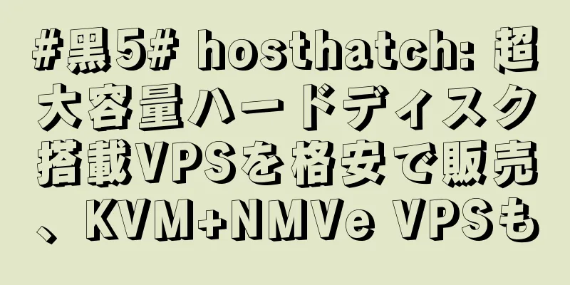#黑5# hosthatch: 超大容量ハードディスク搭載VPSを格安で販売、KVM+NMVe VPSも
