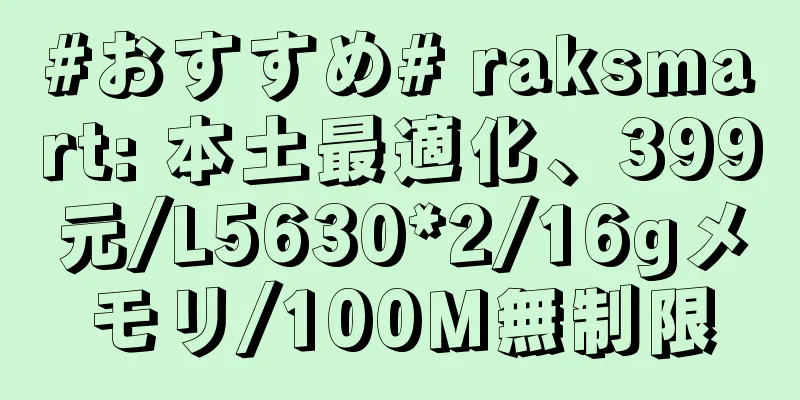 #おすすめ# raksmart: 本土最適化、399元/L5630*2/16gメモリ/100M無制限