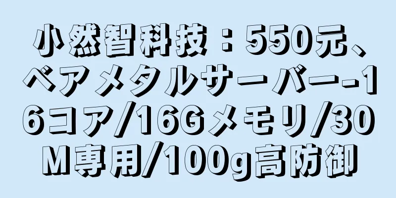 小然智科技：550元、ベアメタルサーバー-16コア/16Gメモリ/30M専用/100g高防御