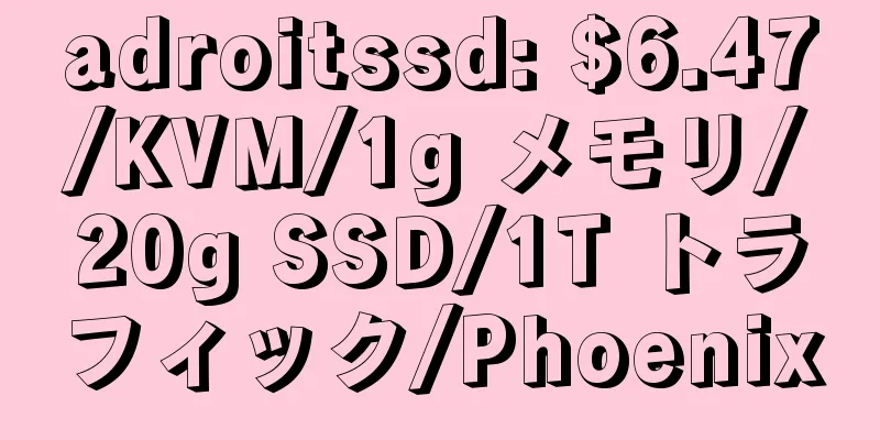 adroitssd: $6.47/KVM/1g メモリ/20g SSD/1T トラフィック/Phoenix
