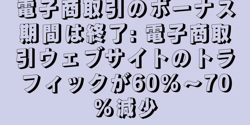 電子商取引のボーナス期間は終了: 電子商取引ウェブサイトのトラフィックが60%～70%減少