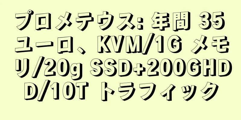 プロメテウス: 年間 35 ユーロ、KVM/1G メモリ/20g SSD+200GHDD/10T トラフィック