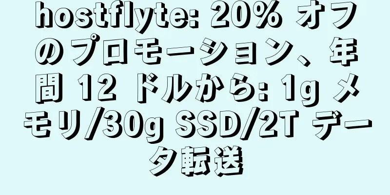 hostflyte: 20% オフのプロモーション、年間 12 ドルから: 1g メモリ/30g SSD/2T データ転送