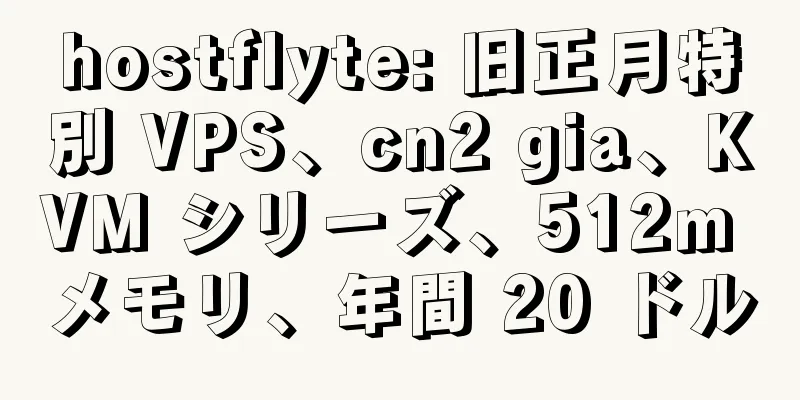 hostflyte: 旧正月特別 VPS、cn2 gia、KVM シリーズ、512m メモリ、年間 20 ドル