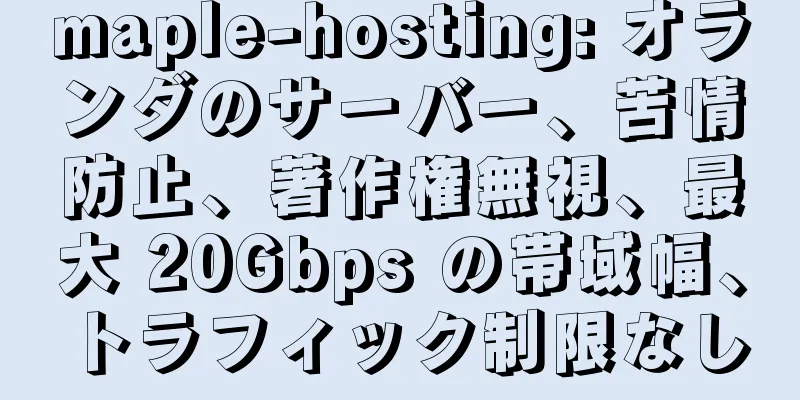 maple-hosting: オランダのサーバー、苦情防止、著作権無視、最大 20Gbps の帯域幅、トラフィック制限なし