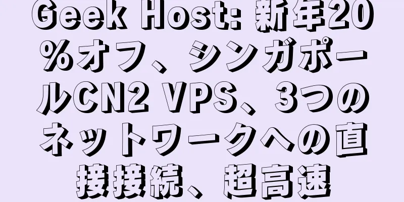 Geek Host: 新年20%オフ、シンガポールCN2 VPS、3つのネットワークへの直接接続、超高速