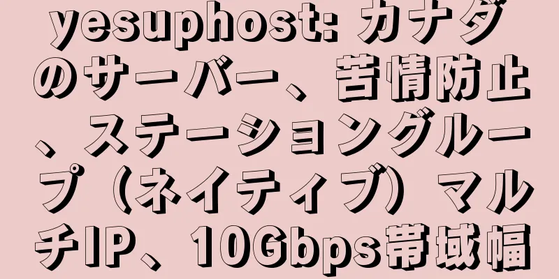 yesuphost: カナダのサーバー、苦情防止、ステーショングループ（ネイティブ）マルチIP、10Gbps帯域幅