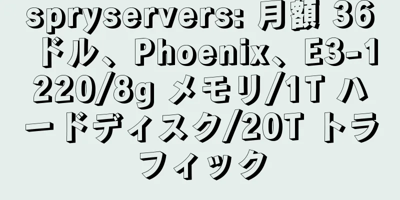 spryservers: 月額 36 ドル、Phoenix、E3-1220/8g メモリ/1T ハードディスク/20T トラフィック