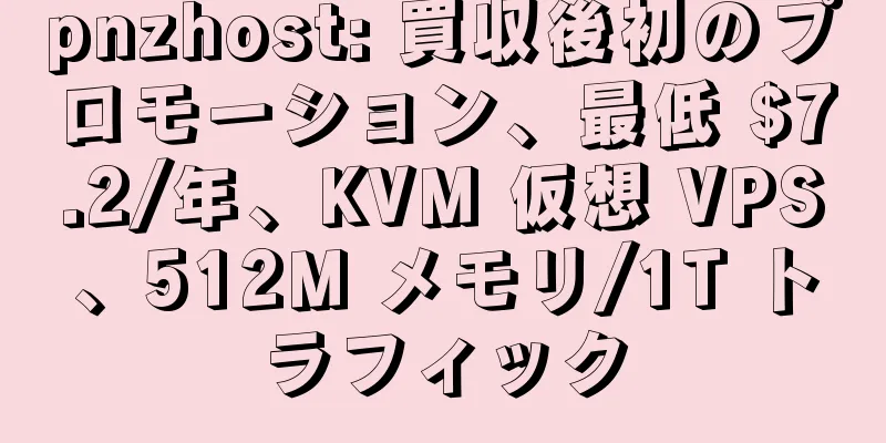 pnzhost: 買収後初のプロモーション、最低 $7.2/年、KVM 仮想 VPS、512M メモリ/1T トラフィック