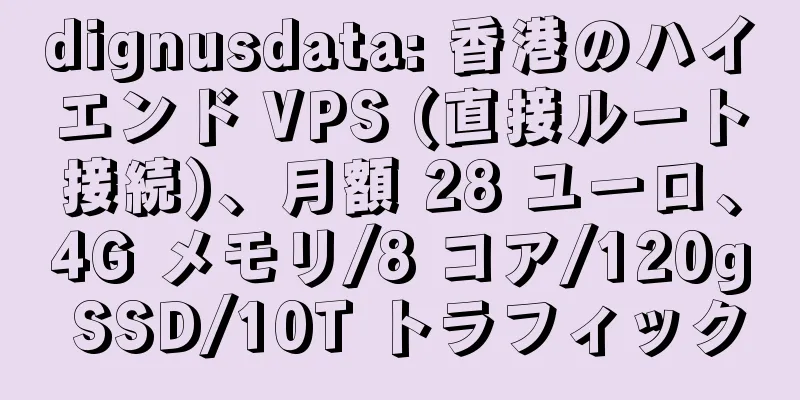 dignusdata: 香港のハイエンド VPS (直接ルート接続)、月額 28 ユーロ、4G メモリ/8 コア/120g SSD/10T トラフィック