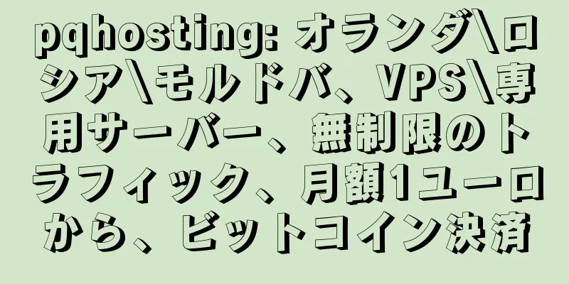 pqhosting: オランダ\ロシア\モルドバ、VPS\専用サーバー、無制限のトラフィック、月額1ユーロから、ビットコイン決済