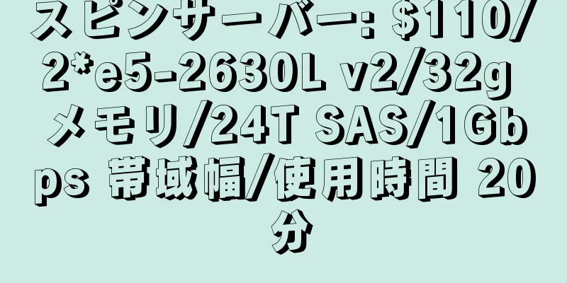 スピンサーバー: $110/2*e5-2630L v2/32g メモリ/24T SAS/1Gbps 帯域幅/使用時間 20 分