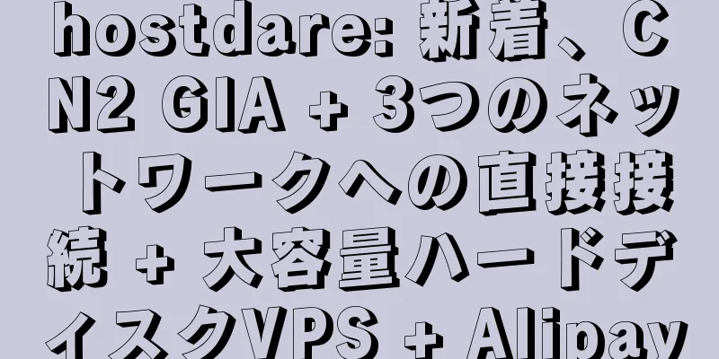 hostdare: 新着、CN2 GIA + 3つのネットワークへの直接接続 + 大容量ハードディスクVPS + Alipay