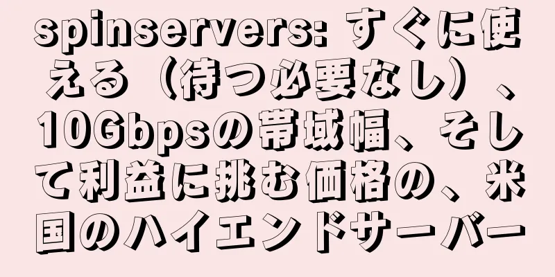 spinservers: すぐに使える（待つ必要なし）、10Gbpsの帯域幅、そして利益に挑む価格の、米国のハイエンドサーバー