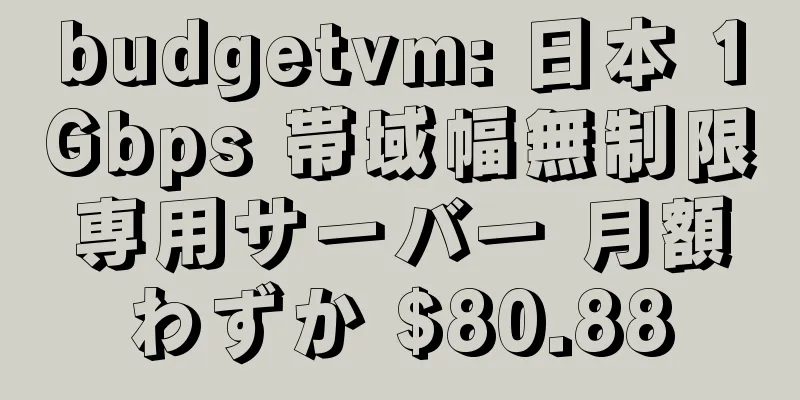 budgetvm: 日本 1Gbps 帯域幅無制限専用サーバー 月額わずか $80.88
