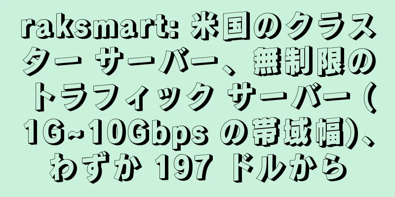 raksmart: 米国のクラスター サーバー、無制限のトラフィック サーバー (1G~10Gbps の帯域幅)、わずか 197 ドルから