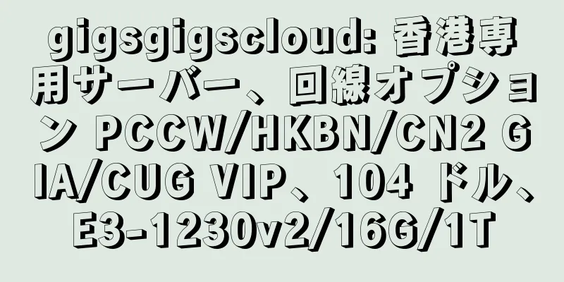 gigsgigscloud: 香港専用サーバー、回線オプション PCCW/HKBN/CN2 GIA/CUG VIP、104 ドル、E3-1230v2/16G/1T