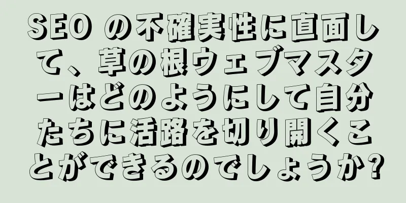 SEO の不確実性に直面して、草の根ウェブマスターはどのようにして自分たちに活路を切り開くことができるのでしょうか?