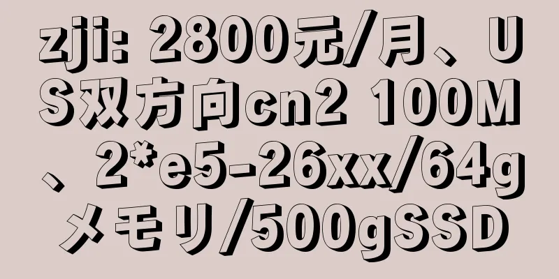 zji: 2800元/月、US双方向cn2 100M、2*e5-26xx/64gメモリ/500gSSD